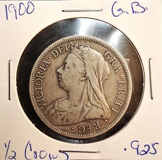 1900 U.K. 1/2 Crown 92.5% Silver