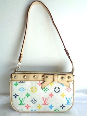 LOUIS VUITTON Multicolor Monogram Studded Logo Clutch Shoulder Bag Zip Closure