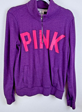 PINK by VICTORIA'S SECRET Pullover 1/3 Zip Purple Jacket Top Size Medium - FLAW