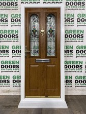 DOUBLE REBATED COMPOSITE DOOR GOLDEN OAK BROWN WOODGRAIN EXTERNAL EXTERIOR USED