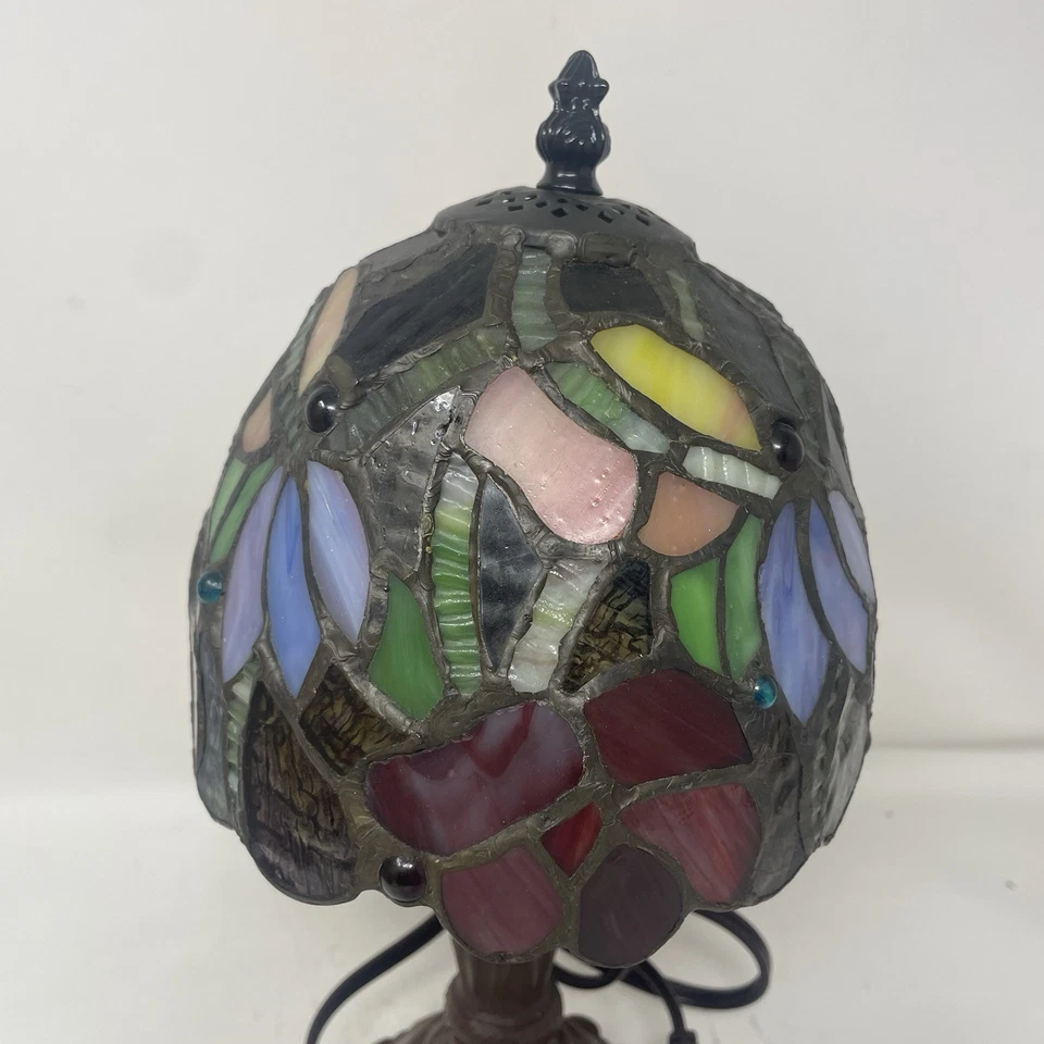 "Lámpara de acento floral de vitral Thomas Pacconi Classics 12""" Foto 3 de 4