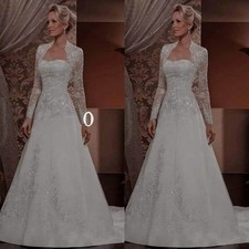 Vintage Victorian Wedding Dresses Lace Applique Long Sleeve Medieval Bridal Gown