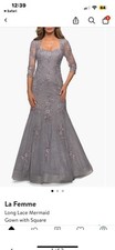 La Femme- Long Lace Mermaid Dress
