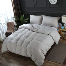 10 Cal King Size Light Grey Microfiber Bed Sets:1 Duvet Cover 2 Pillow Shams/Set