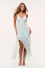LoveShackFancy Vailo Floral Silk Chiffon Dress