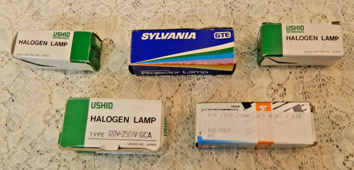 Lot of 5 Ushio Sylvania Osram Halogen Photo Optic Projector Lamp Bulbs