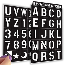 2 Inch Letter Stencil Stickers for Painting 400 PCS Adhesive Alphabet Num...