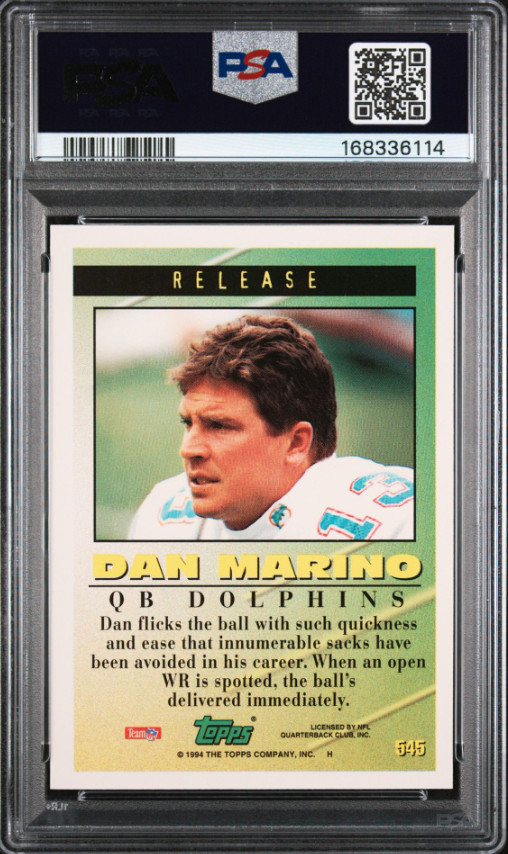 1994 Topps - Tools of the Game Dan Marino #545 NM-MT PSA 8 Graded on 8/17/26 view 2