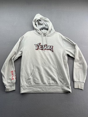 Marvel Venom Hoodie Mens Medium Gray Pullover Japanese Graphic Comic Sweatshirt