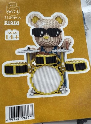 MPIN Bear Fun Art Klemmbausteine Groß M Blocks 5150 PCS DIY Bär am Schlagzeug