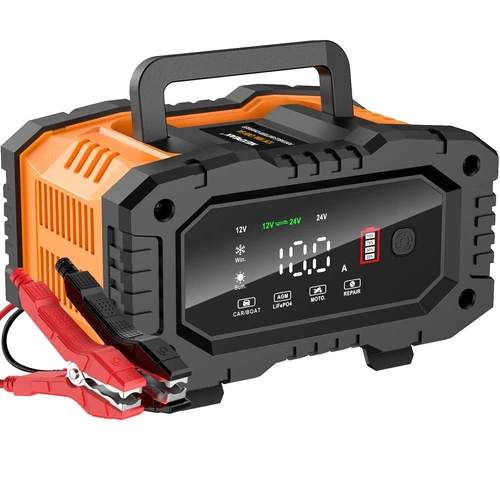 NC202 10-Amp Battery Charger, 12V 24V LiFePO4 Lead Acid Portable Car Battery ...