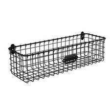 Spectrum Wall Mounted Wire Basket with Label Matte Storage Basket, Black 