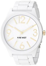 Nine West Womens Metal Bracelet Watch with Rubberized Coating
