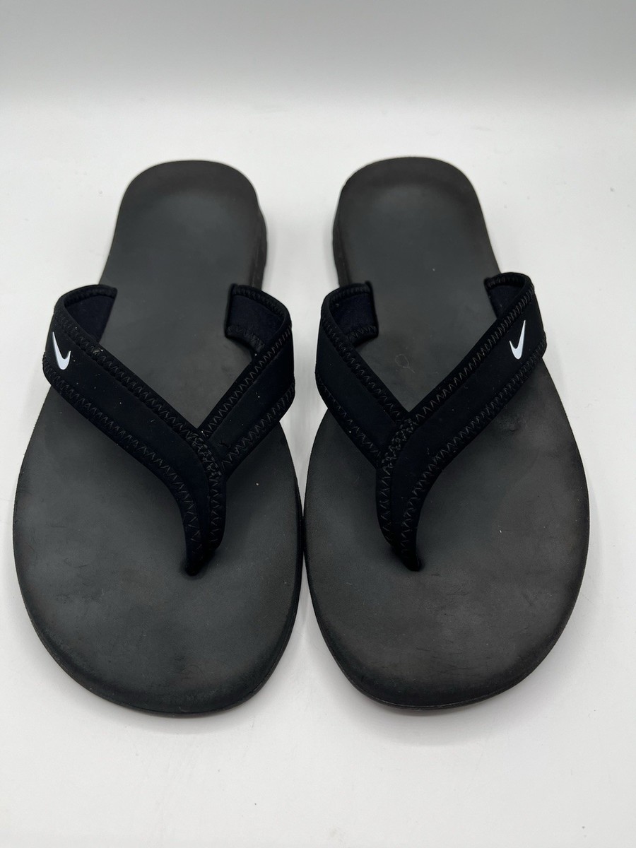 Women's Nike Celso Girl Thong Flip Flop Sandal Black White 314870 011 Size