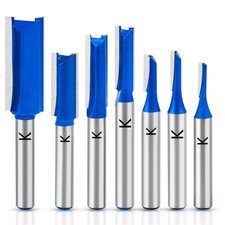 7Pcs Straight Cut Router Bit Set 1/4" Shank, Carbide Tipped Double  Single F...