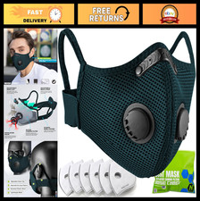 Breathable Reusable Dust Mask Family Pack with 6 Activated Carbon Filters - Dark