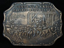 QA07126 VINTAGE 1970s CENTRAL UNION PACIFIC RAIL ROAD CO. BELT BUCKLE