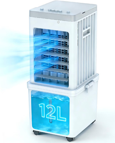 Zorblent 4-in-1 Portable Evaporative Air Cooler 12L 70W 3 Speeds 60° Oscillation
