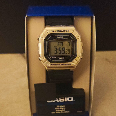 Casio Illuminator Digital Watch Alarm Chronograph Light 50m WR Black Resin Box