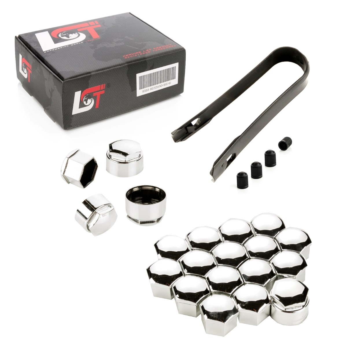 20X Wheel Nut Caps Set 17 Mm Theft Resistant Chrome Colored For Dacia