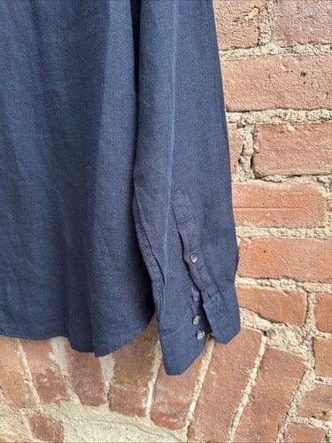 Hartford Men’s Linen Shirt, Sz XL, Navy Blue - Picture 7 of 8