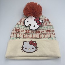 NWT Hello Kitty Beanie Cap by Accessory Innovations w. Pom Pom Anime Cream Hat