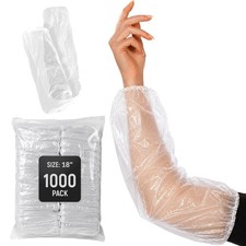 Clear Disposable Arm Sleeves Waterproof Polyethylene 1000 Pack 18 in