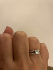 Vintage 925 Sterling Silver Ring Blue Topaz Square setting w/Round Stone Size 4