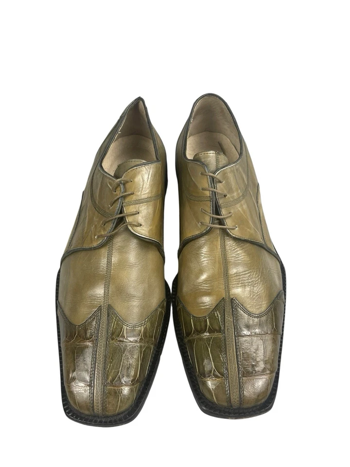 Belvedere Florence винтажный крокодила платье туфли мужчин 12 М оливковый зеленый сделано в Италии - Изображение 2 из 4