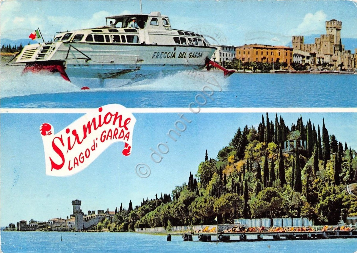 Cartolina Sirmione Motoscafo Freccia del Garda 1961 (Brescia)