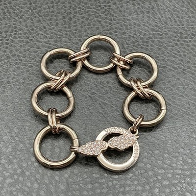 Victorias Secret Bracelet Gold Tone Chain Angel Wing Charm Toggle Womens 8 In