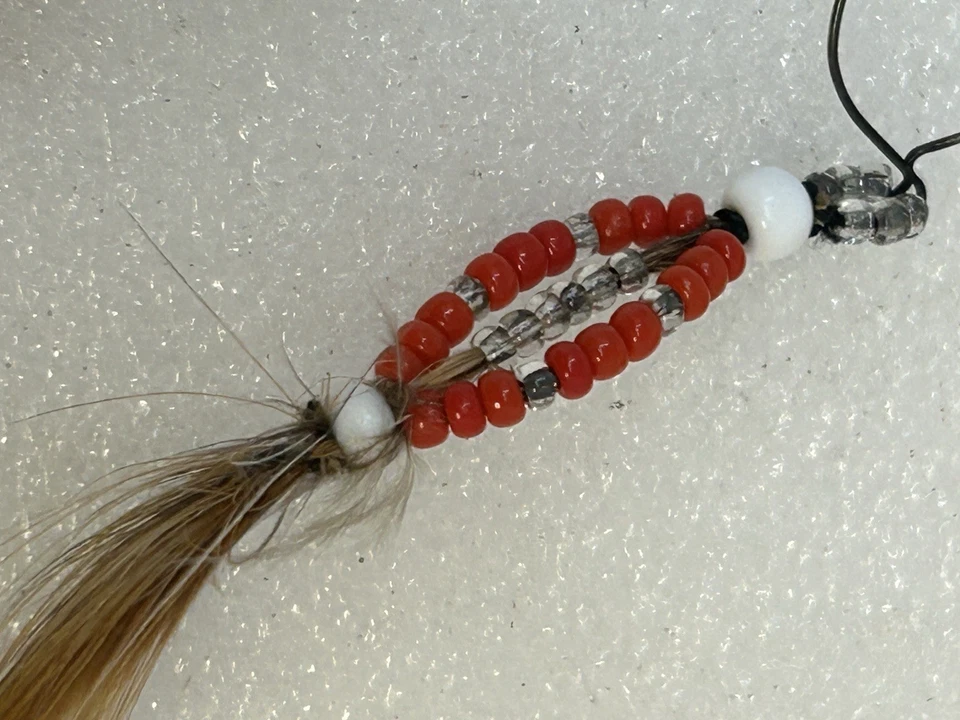 Handcrafted Beaded Horsehair Earrings – Tribal Boho Style Red - Image 2 of 3