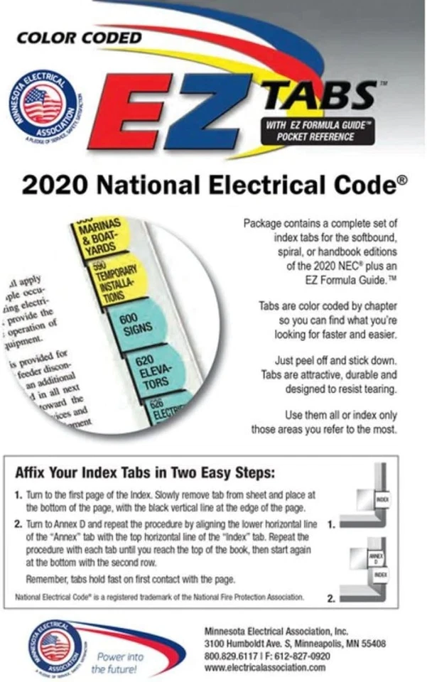 2020 Color Coded EZ Tabs with EZ Formula Guide Based based on NEC Code 2020 - Image 2 of 2