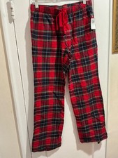 Womens Old Navy SOFT 100 COTTON-FLANNEL PAJAMA PANTS Red Plaid Sz M NWT