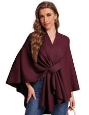 Women's Elegant Shawl Wraps Soft Open Front Poncho Sweater for Spring Fall Wi...