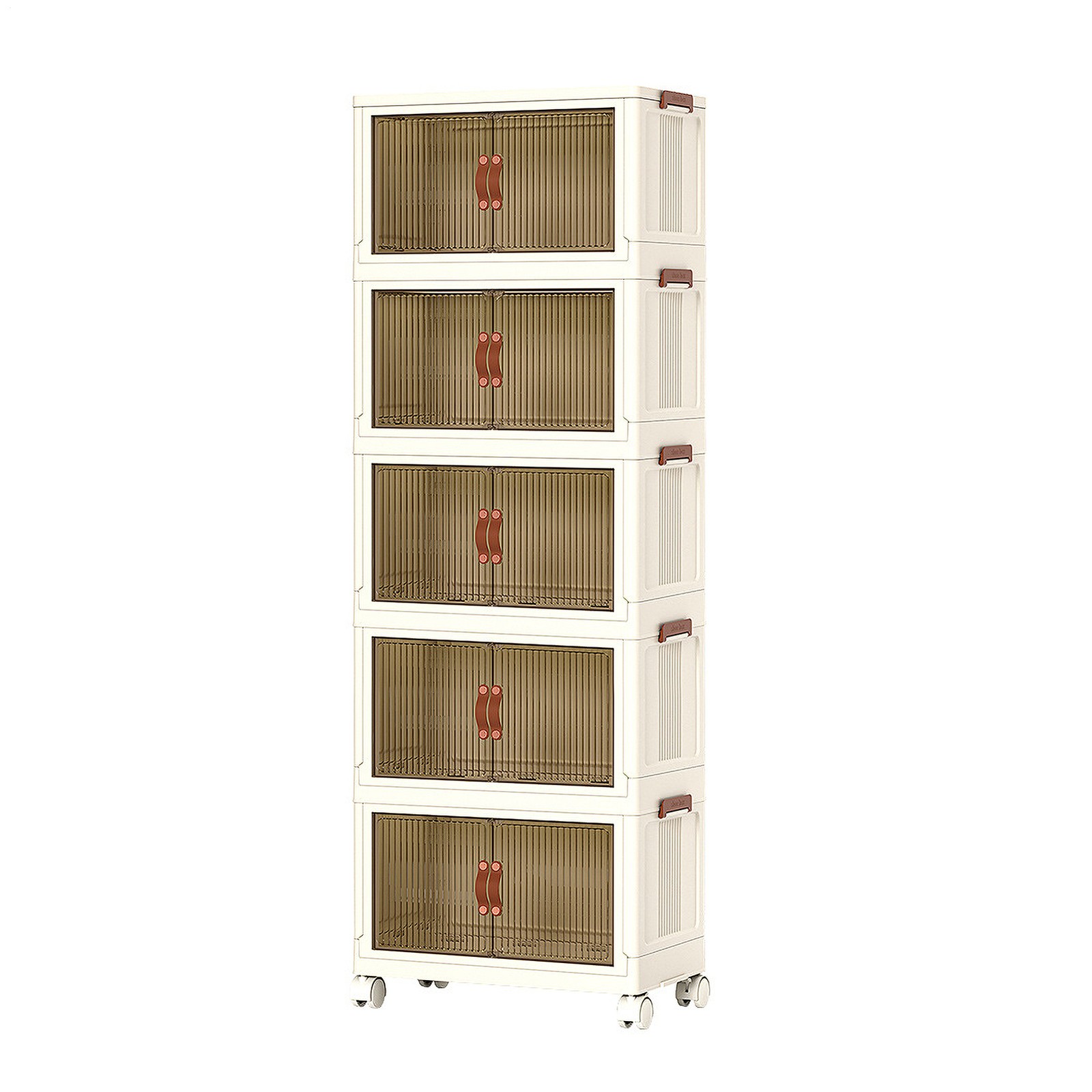 5 Tier Large Capacity Foldable Organizer Box Cabinet with Wheels, Storage Bins