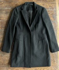 AllSaints Valley Coat Quiet Luxury 6 Leather Lapel Single Breasted Black Wool