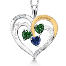 1.50 Ct Heart Shape Green Nano Emerald Rhodiu...