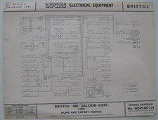 Original Lucas Wiring Diagram for the Bristol 406 1959