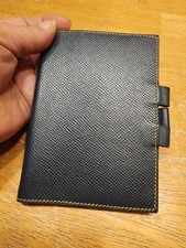 Herm s agenda cover, a blue shade with contrasting yellow stitching