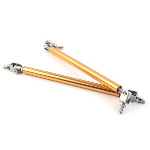 Universal Gold Adjustable Front Bumper Lip Splitter Strut Rod Tie Support Bar - Picture 4 of 9