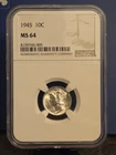 1945 P Mercury Silver Dime Coin NGC MS64 CH BU