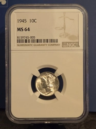 1945 P Mercury Silver Dime Coin NGC MS64 CH BU