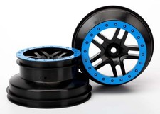 Traxxas 5884A Wheels SCT Split-Spoke Black Blue Beadlock Style Dual Profile