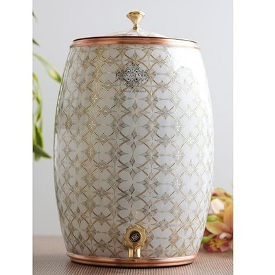 Pure Copper Dispenser Antique Printed Hammered Dispenser Ayurveda 10 litres