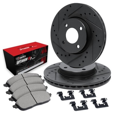 For Mitsubishi Mirage 92 Drilled & Slotted Front Brake Kit w Optimum Pads
