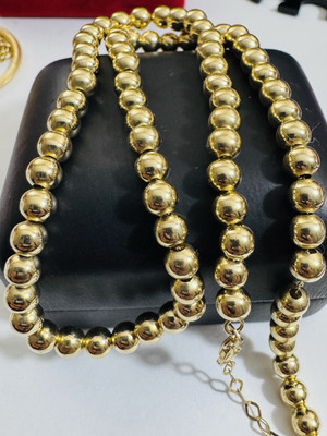 Saudi 18K 750 Real Genuine Gold Ball Beads Necklace 16 /17.5  long 5mm 11.1g