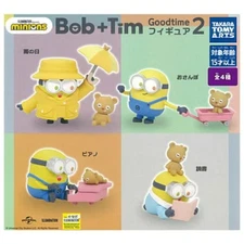 Minions Bob & Tim Goodtime Figure / Full Set of 4 Gacha Capsule Toy Japan