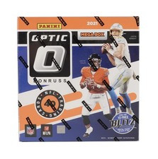 2021 PANINI DONRUSS OPTIC FOOTBALL MEGA BOX (BLUE HYPER PARALLELS!)