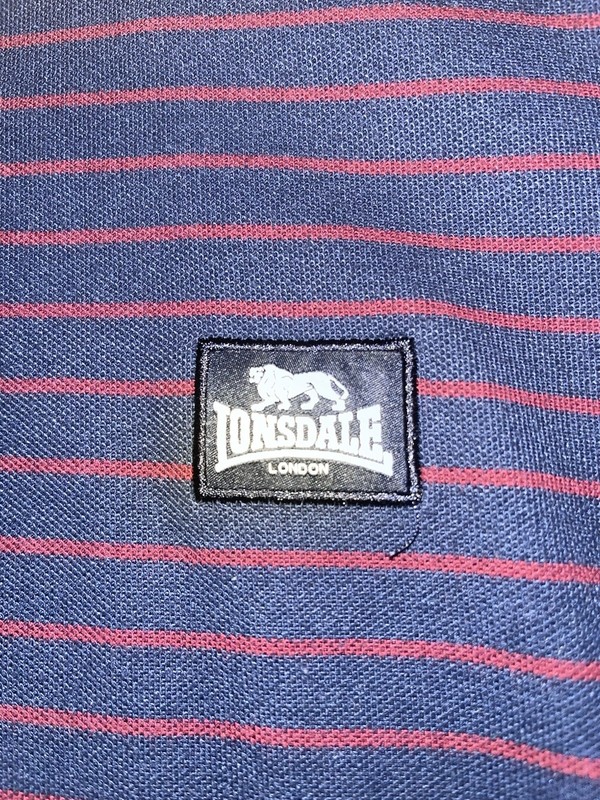 Lonsdale Polo XL L Shirt Blue Boxing Skins Mods Striped Oi!